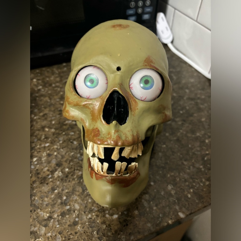 Gemmy Halloween Skull Talking Eyes Light Up Mouth Moves